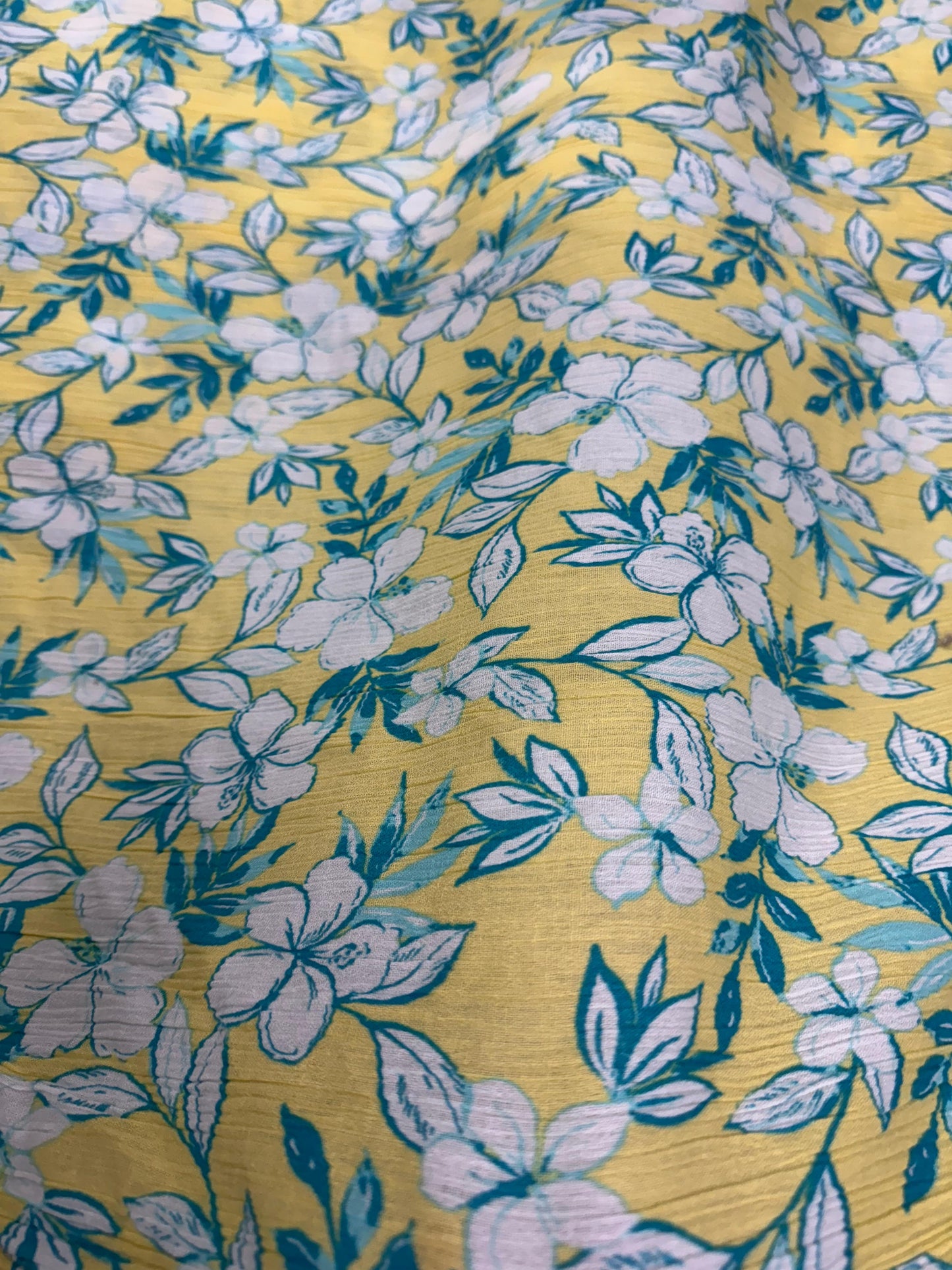 Buy Crinkled Crepe Yellow Bloom Whisper Printed Fabric - MAF 