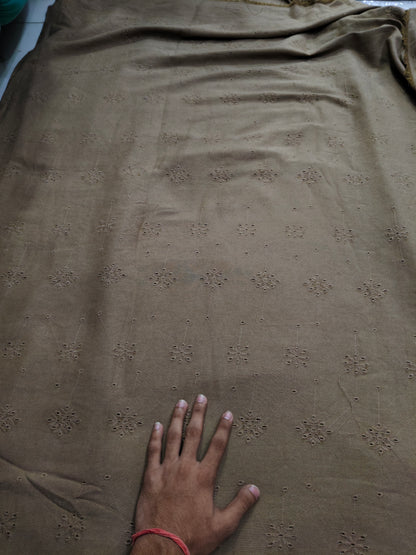 Buy Pure Linen French Beige Hakoba Cutwork Fabric